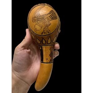 Hand Carved Gourd Maraca‎ Rattles Percussion Instrument Bird Art Decor